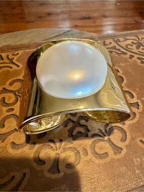 Kenneth Jay Lane Gold Cuff Bracelet with Pearl